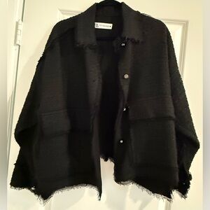 Zara Black Fabric-Textured Jacket